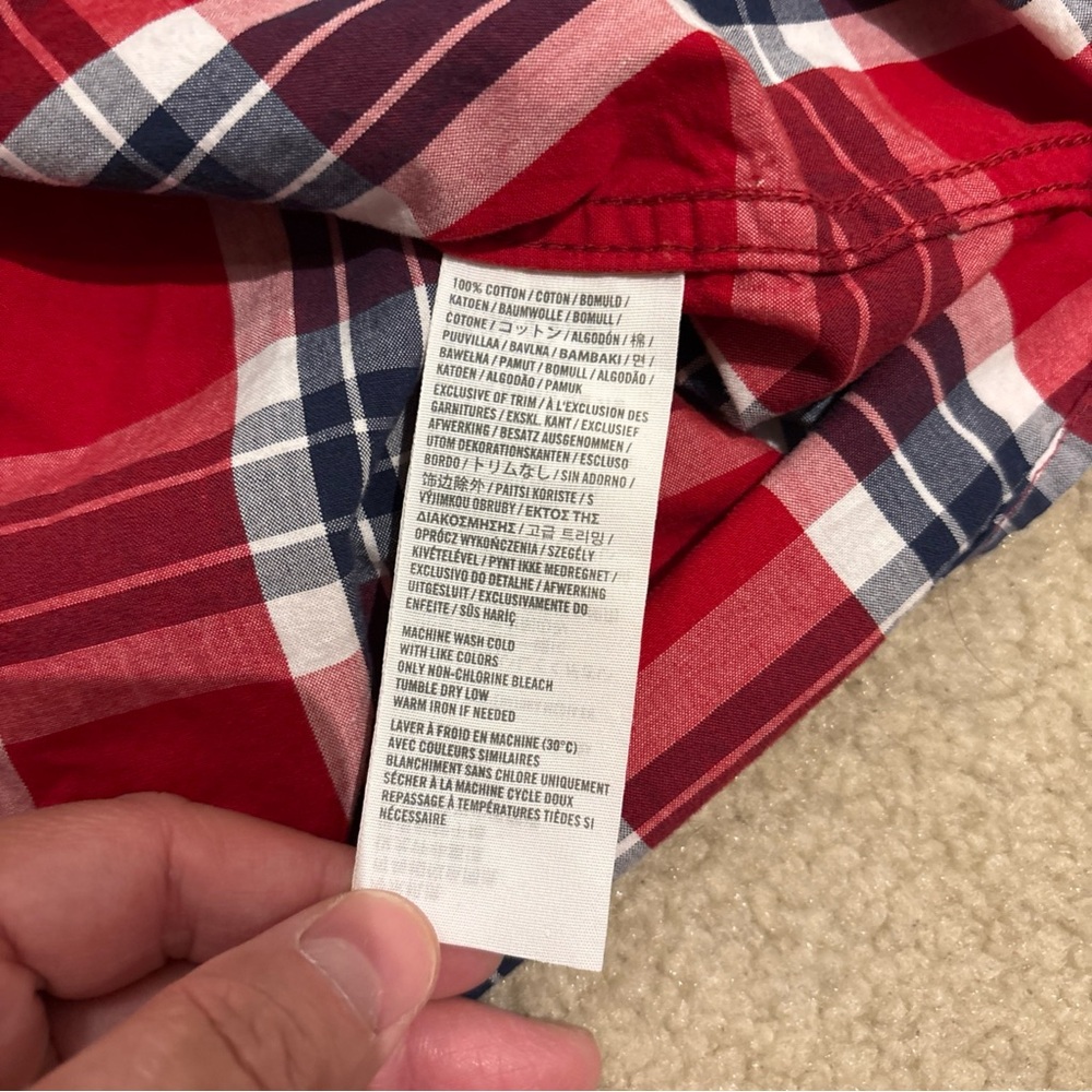 Hollister Red Checkered Plaid Short Sleeve Button Up Shirt Mens Size XL - Picture 10 of 12